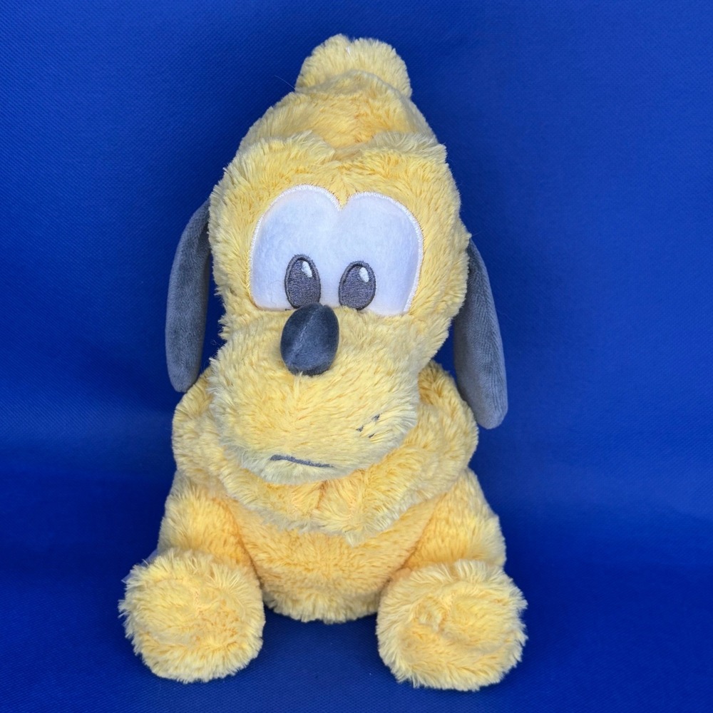 Disney Parks Pluto Plush Stuffed Animal Dog Yellow Textured Fur 9" Nursery Decor